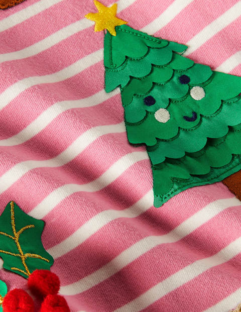 Bretonshirt mit 3D-Applikation - Blütenrosa/Naturweiß, Festliches Muster Bretonshirt mit 3D-Applikation - Blütenrosa/Naturweiß, Festliches Muster