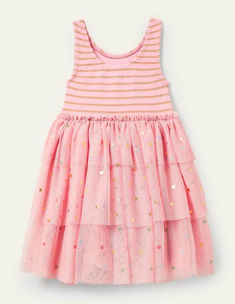 Tiered Tulle Ruffle Dress - Boto Pink Stars Tiered Tulle Ruffle Dress - Boto Pink Stars