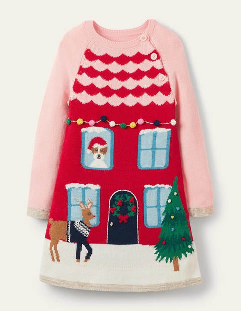 Festive Knitted Dress - Rockabilly Red House Festive Knitted Dress - Rockabilly Red House