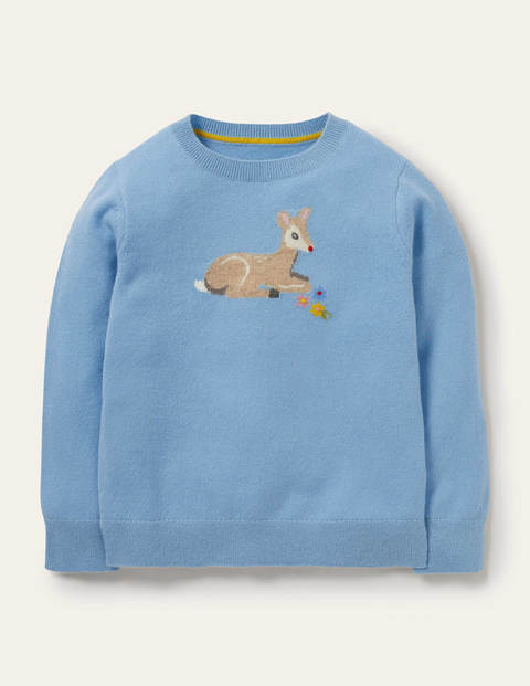 Cashmere Graphic Sweater - Surfboard Blue Marl Deer