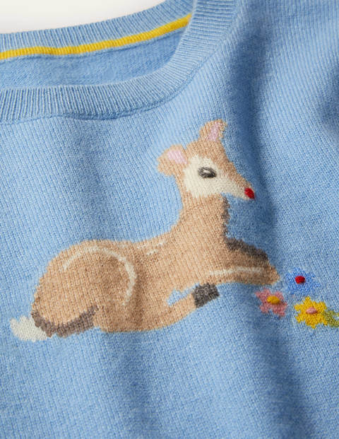 Cashmere Graphic Jumper - Surfboard Blue Marl Deer Cashmere Graphic Jumper - Surfboard Blue Marl Deer
