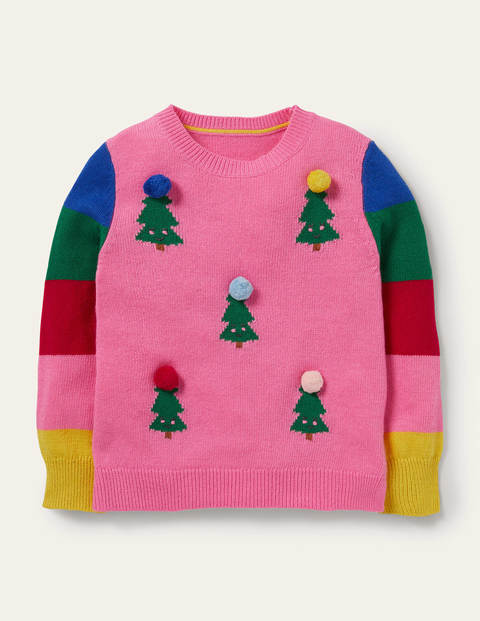 Christmas Tree Sweater - Bright Petal Pink