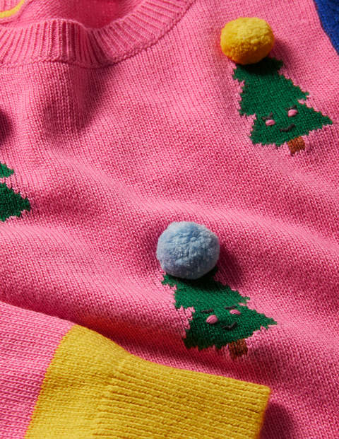 Christmas Tree Jumper - Bright Petal Pink Christmas Tree Jumper - Bright Petal Pink