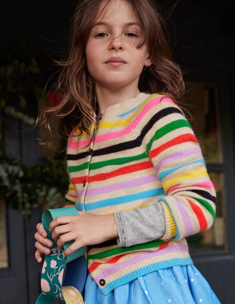 Cashmere Cardigan - Multi Stripe Cashmere Cardigan - Multi Stripe