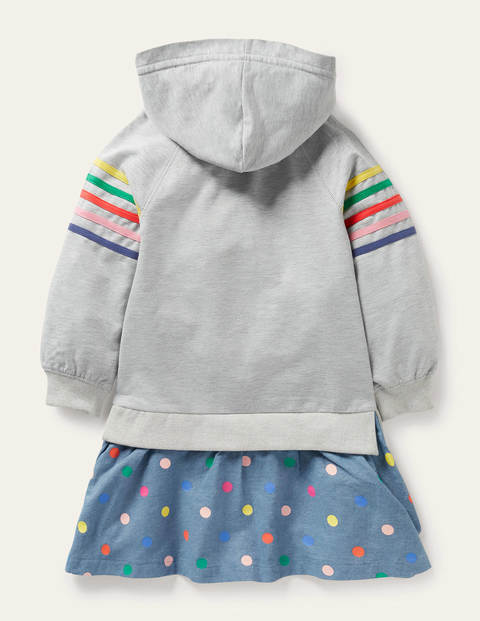 Bequemes Sweatshirt-Kleid mit Kapuze - Grau Meliert Bequemes Sweatshirt-Kleid mit Kapuze - Grau Meliert