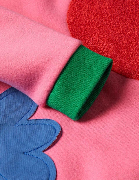 Sweatshirt mit Applikation - Helles Blütenrosa, Herz Sweatshirt mit Applikation - Helles Blütenrosa, Herz
