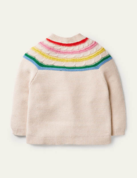 Fun Rainbow Yoke Cardigan - Ecru Marl Fun Rainbow Yoke Cardigan - Ecru Marl