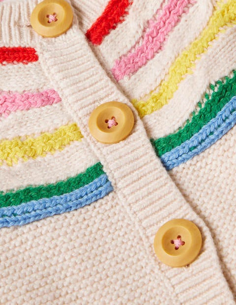 Fun Rainbow Yoke Cardigan - Ecru Marl Fun Rainbow Yoke Cardigan - Ecru Marl