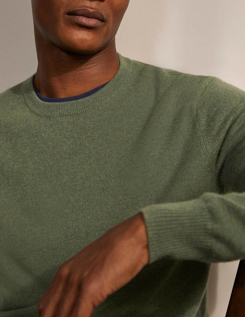 Cashmere Crew Neck - Dark Sage Melange Cashmere Crew Neck - Dark Sage Melange