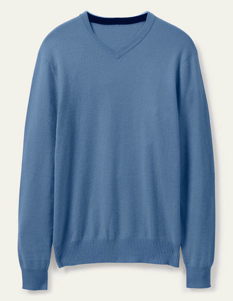 Kaschmirpullover mit V-Ausschnitt - Abendblau Kaschmirpullover mit V-Ausschnitt - Abendblau