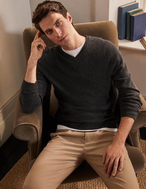 Cashmere V-neck - Dark Grey Melange Cashmere V-neck - Dark Grey Melange