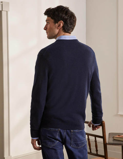 Kaschmirpullover mit V-Ausschnitt - Navy Kaschmirpullover mit V-Ausschnitt - Navy