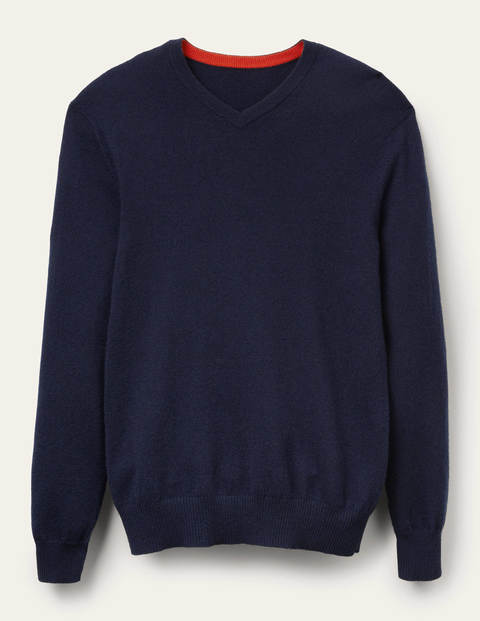 Kaschmirpullover mit V-Ausschnitt - Navy Kaschmirpullover mit V-Ausschnitt - Navy