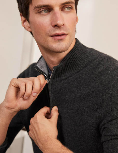 Cashmere Half-Zip - Dark Grey Melange Cashmere Half-Zip - Dark Grey Melange
