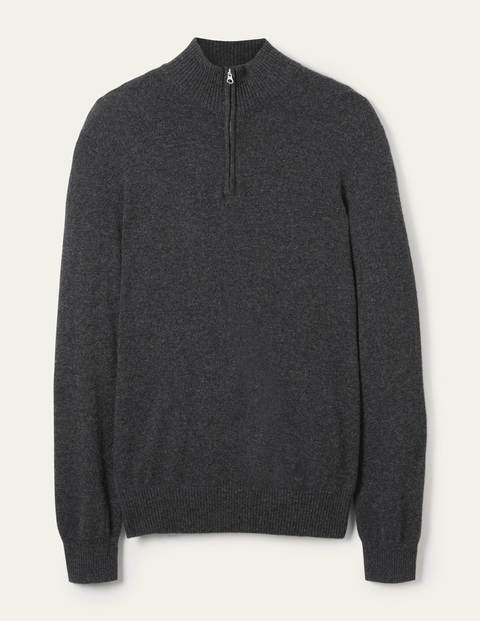 Cashmere Half-Zip - Dark Grey Melange Cashmere Half-Zip - Dark Grey Melange