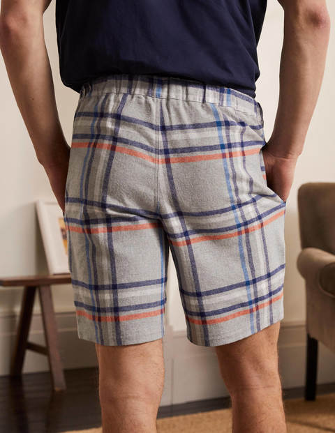 Brushed Cotton Pyjama Shorts - Grey Marl/Orange Sunset Check Brushed Cotton Pyjama Shorts - Grey Marl/Orange Sunset Check