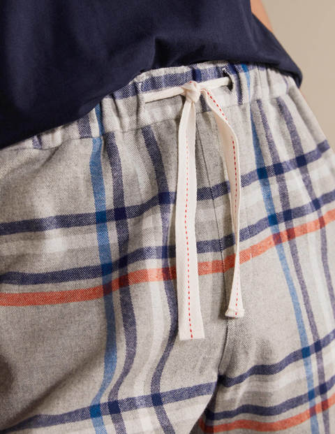 Brushed Cotton Pyjama Shorts - Grey Marl/Orange Sunset Check Brushed Cotton Pyjama Shorts - Grey Marl/Orange Sunset Check