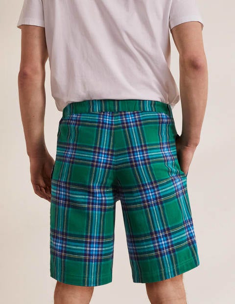 Brushed Cotton Pajama Shorts - Forest/Cerulean Blue Check Brushed Cotton Pajama Shorts - Forest/Cerulean Blue Check