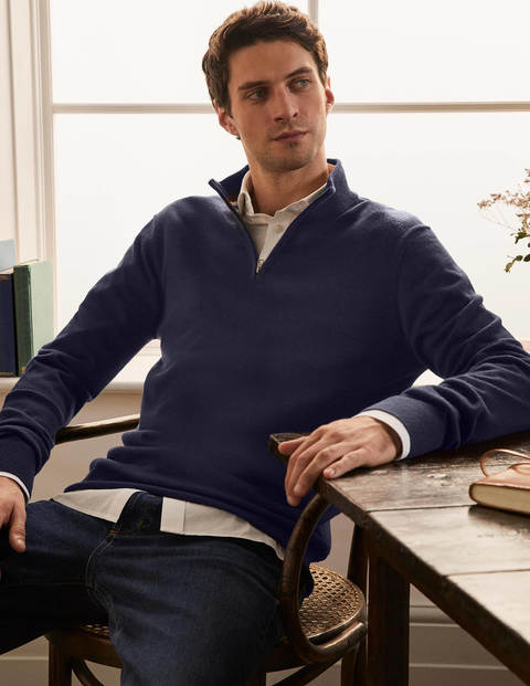 Lambswool Blend Half-Zip - Navy Lambswool Blend Half-Zip - Navy