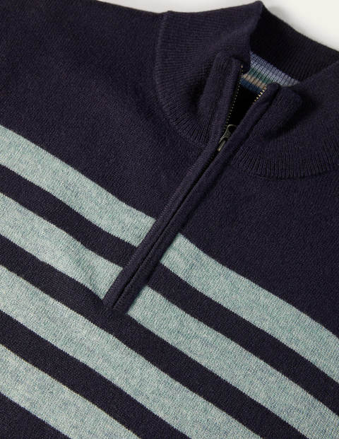 Lambswool Half-Zip - Navy/Topaz Stripe Lambswool Half-Zip - Navy/Topaz Stripe