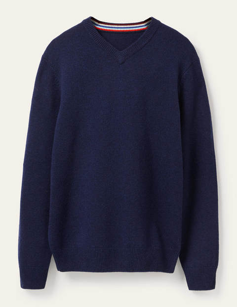 Lambswool Blend V-neck - Space Navy Lambswool Blend V-neck - Space Navy
