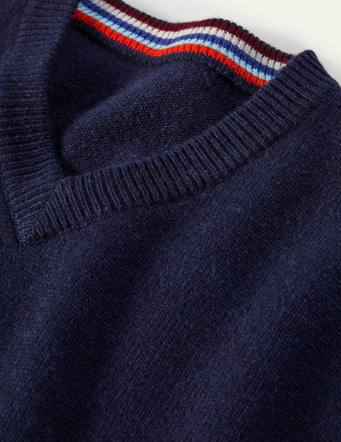 Lambswool Blend V-neck - Space Navy Lambswool Blend V-neck - Space Navy