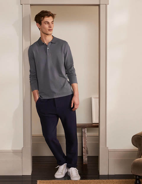 Long Sleeve Piqué Polo Shirt - London Grey