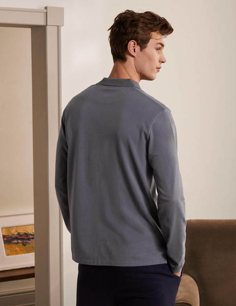 Langärmliges Piqué-Poloshirt - London Grey Langärmliges Piqué-Poloshirt - London Grey