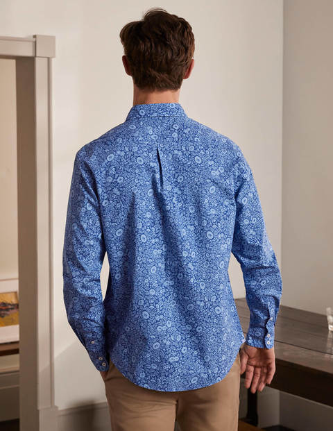 Chemise en popeline à motif - Parterre de fleurs bleu présidentiel Chemise en popeline à motif - Parterre de fleurs bleu présidentiel