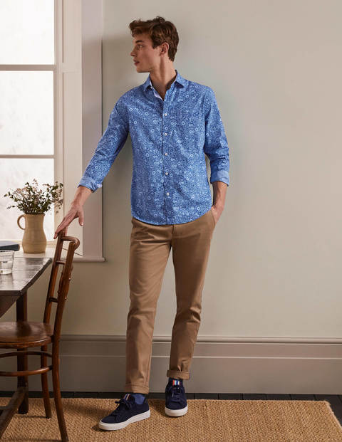 Chemise en popeline à motif - Parterre de fleurs bleu présidentiel Chemise en popeline à motif - Parterre de fleurs bleu présidentiel