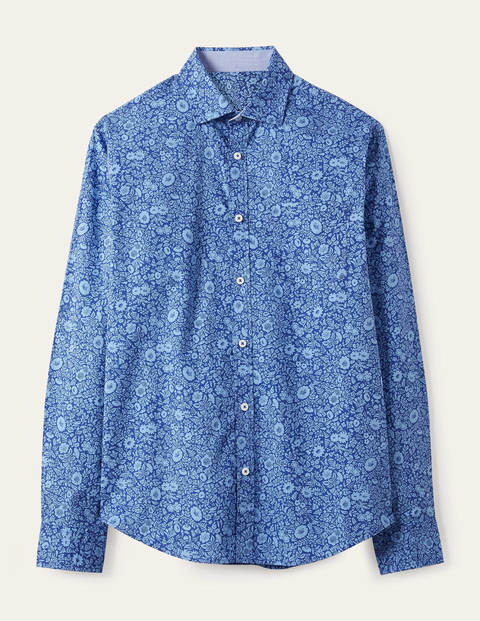 Chemise en popeline à motif - Parterre de fleurs bleu présidentiel Chemise en popeline à motif - Parterre de fleurs bleu présidentiel