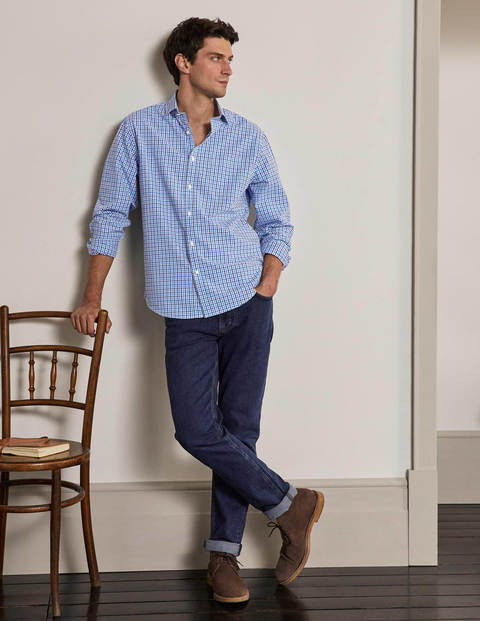 Poplin Pattern Shirt - Sky Blue Gingham Poplin Pattern Shirt - Sky Blue Gingham