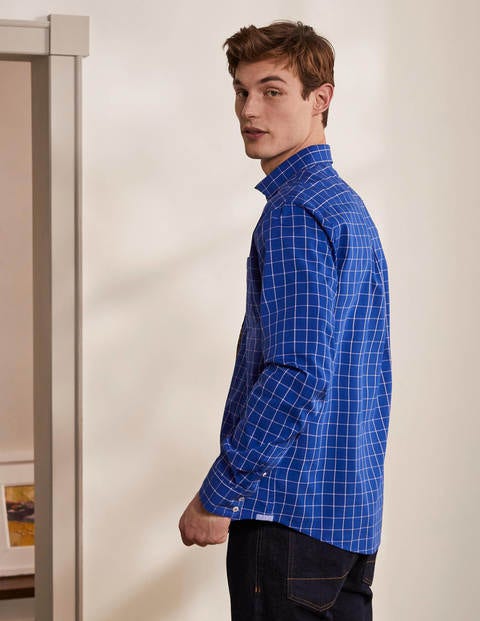 Poplin Pattern Shirt - Regal Blue Windowpane Poplin Pattern Shirt - Regal Blue Windowpane