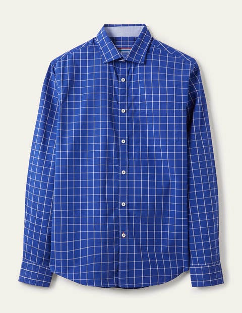 Poplin Pattern Shirt - Regal Blue Windowpane Poplin Pattern Shirt - Regal Blue Windowpane