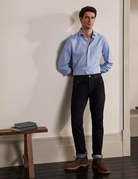 Herringbone Cotton Shirt - Blue Multi Check Herringbone Cotton Shirt - Blue Multi Check