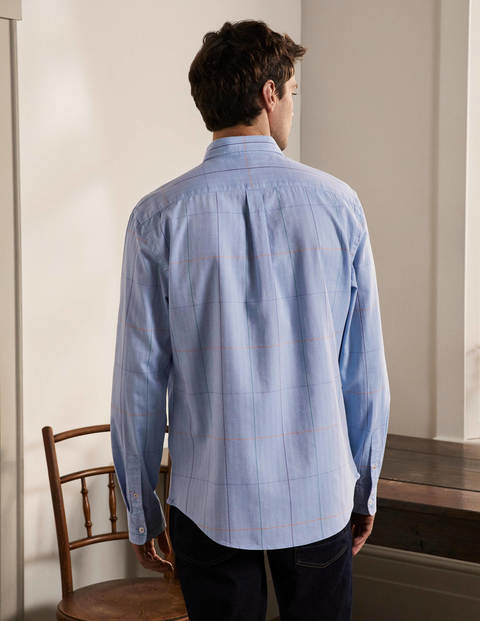 Herringbone Cotton Shirt - Blue Multi Check Herringbone Cotton Shirt - Blue Multi Check