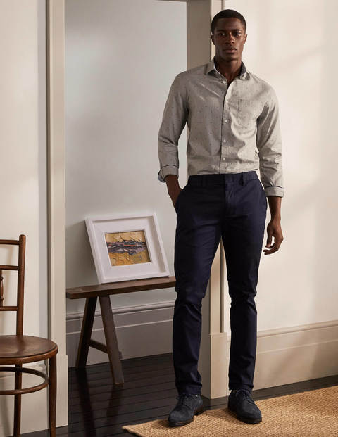 Herringbone Cotton Shirt - Grey Multi Spot Herringbone Cotton Shirt - Grey Multi Spot