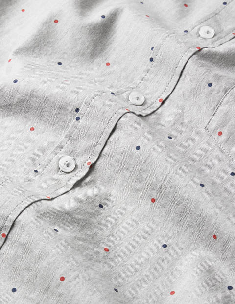 Herringbone Cotton Shirt - Grey Multi Spot Herringbone Cotton Shirt - Grey Multi Spot