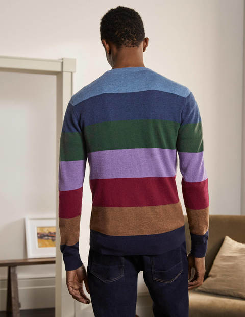 Pullover aus Lammwolle mit Rundhalsausschnitt - Regenbogen, Gestreift Pullover aus Lammwolle mit Rundhalsausschnitt - Regenbogen, Gestreift