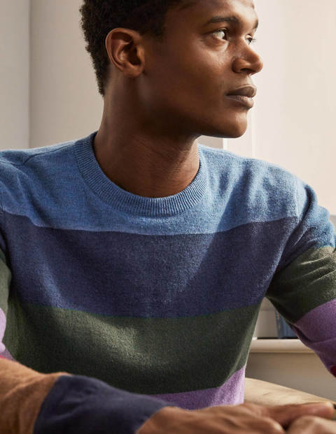 Pullover aus Lammwolle mit Rundhalsausschnitt - Regenbogen, Gestreift Pullover aus Lammwolle mit Rundhalsausschnitt - Regenbogen, Gestreift