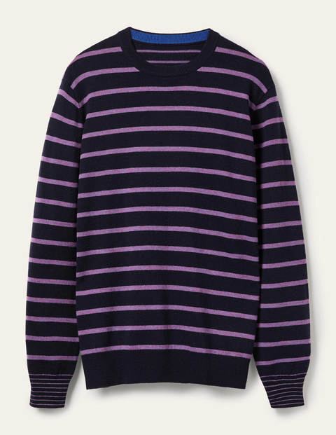 Lambswool Blend Crew Neck - Navy/Lilac Stripe Lambswool Blend Crew Neck - Navy/Lilac Stripe