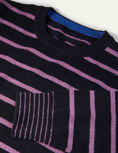 Lambswool Blend Crew Neck - Navy/Lilac Stripe Lambswool Blend Crew Neck - Navy/Lilac Stripe