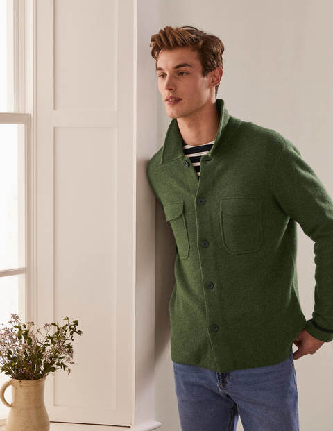 Haddon Strickjacke aus Merinowolle - Dunkles Olivgrün, Melange Haddon Strickjacke aus Merinowolle - Dunkles Olivgrün, Melange
