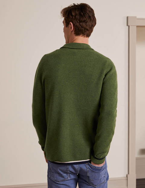 Haddon Strickjacke aus Merinowolle - Dunkles Olivgrün, Melange Haddon Strickjacke aus Merinowolle - Dunkles Olivgrün, Melange