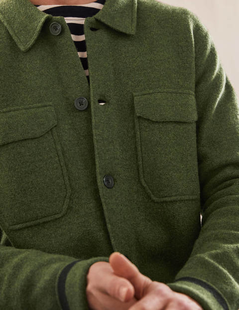 Haddon Strickjacke aus Merinowolle - Dunkles Olivgrün, Melange Haddon Strickjacke aus Merinowolle - Dunkles Olivgrün, Melange