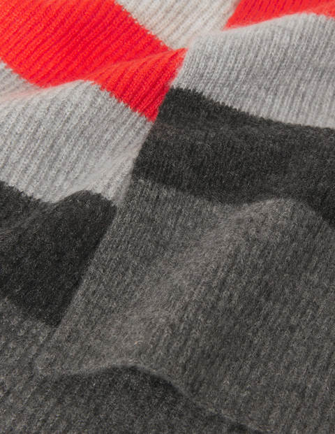 Ribbed Cashmere Scarf - Grey Stripe