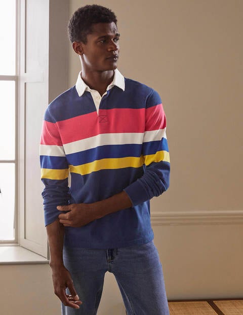 Rugby Shirt - School Navy Multi Chest Stripe Rugby Shirt - School Navy Multi Chest Stripe