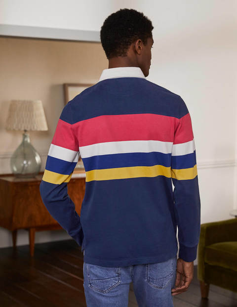 Rugby Shirt - School Navy Multi Chest Stripe Rugby Shirt - School Navy Multi Chest Stripe