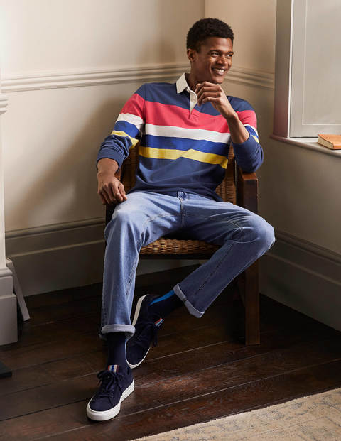 Rugby Shirt - School Navy Multi Chest Stripe Rugby Shirt - School Navy Multi Chest Stripe