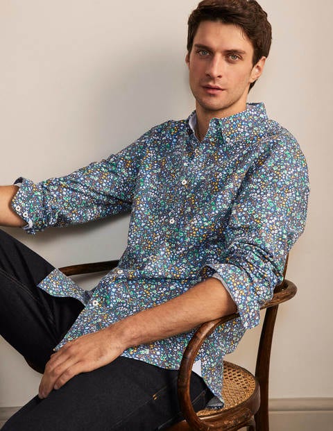 Modern Oxford Shirt - Starboard Painterly Floral